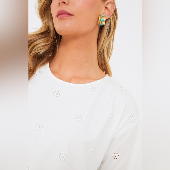 Sea New York White Elysse Embroidery Oversized Mini Sleeve Tunic Dress 🤍 Medium - Picture 6 of 14